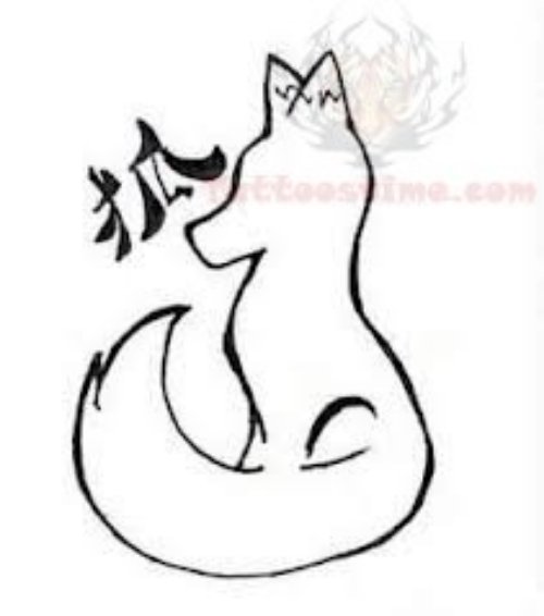 Kanji symbol And Fox Tattoo Design