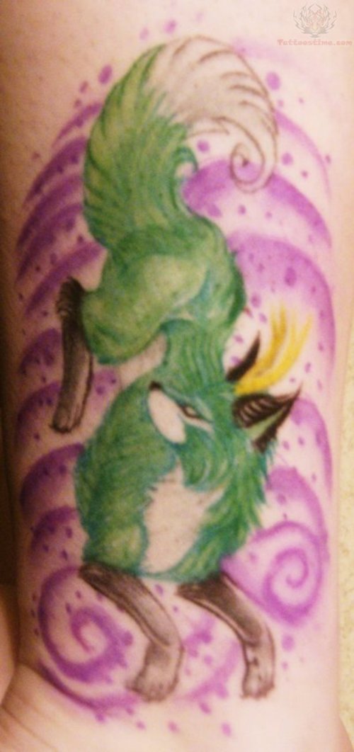 Green Ink Fox Tattoo