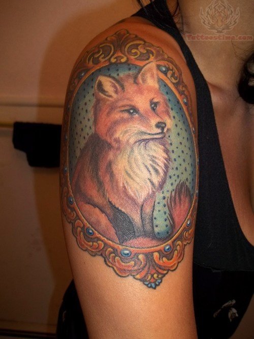 Fox Mirror Tattoo On Shoulder