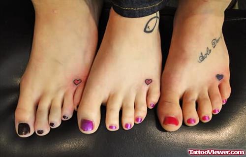 Hearts Friendship Tattoos On Feet