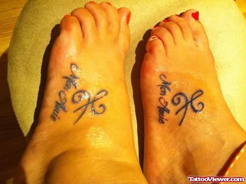 Friendship Symbol And Names Tattoo
