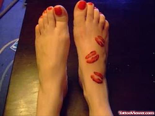 Beautiful Lips Foot Tattoos