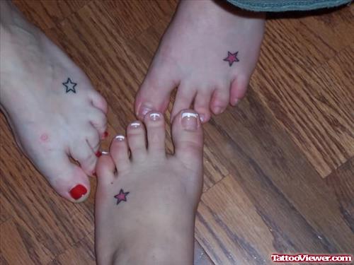 Star Friendship Tattoo On Foot