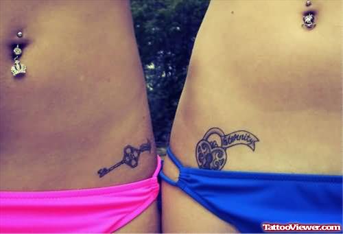 Friendship Padlock And Key Tattoos