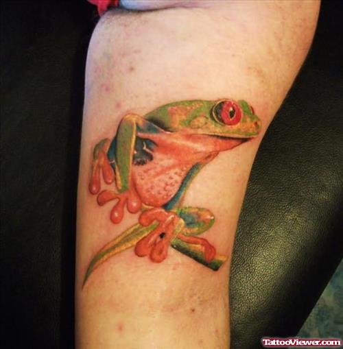 Frog Red Body And Hands Tattoo