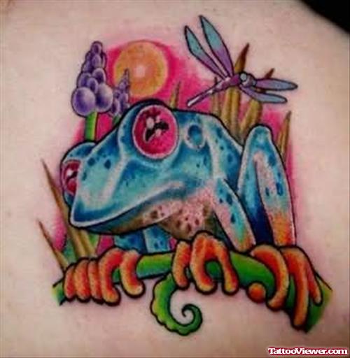 Colorful Frog Tattoo On Body
