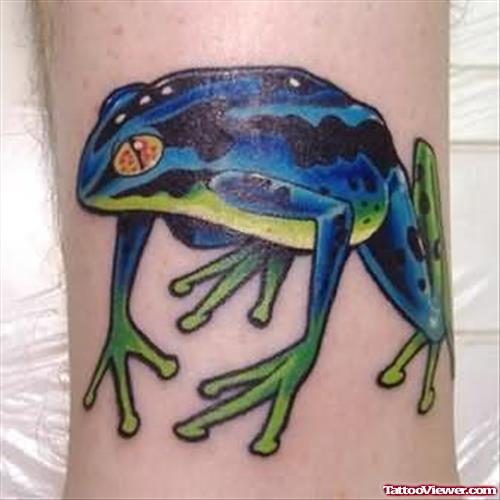 Terrific Blue Frog Tattoo