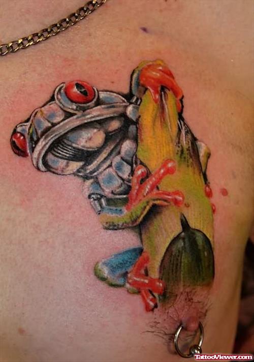 Amazing Frog Tattoo On Chest