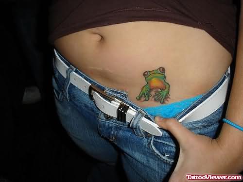 Wonderfull Frog Tattoo On Lower Front