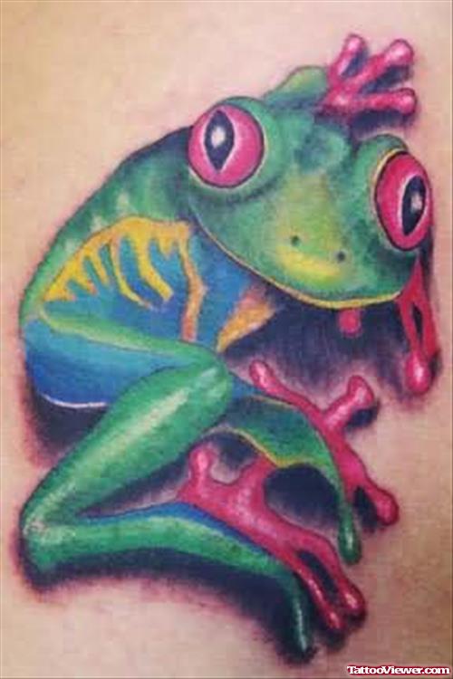 Red And Green Frog Tattoo