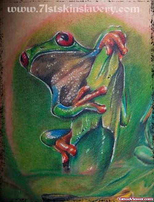 Green World Frog Tattoo