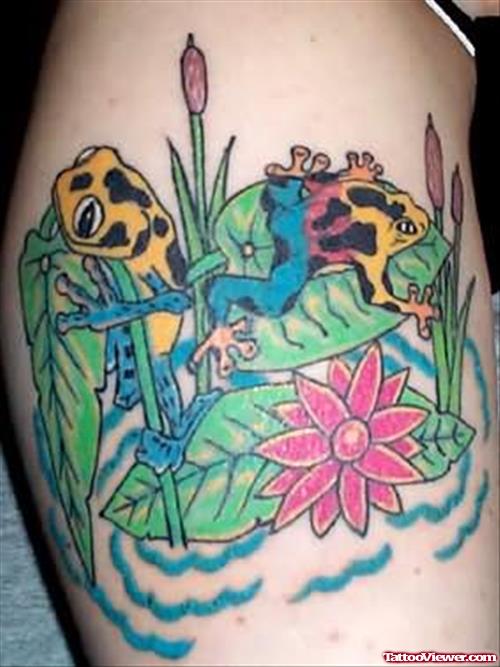 Flowers And Frogs Tattoos