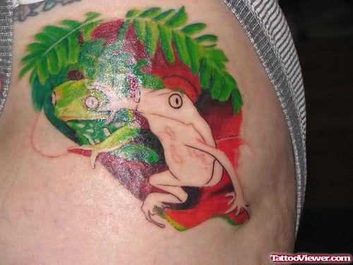 Coloured Ink Frog Tattoo