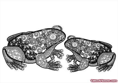 Black Frog Pair Tattoos Sample