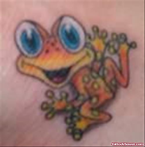 Yellow And Red Frog Tattoo