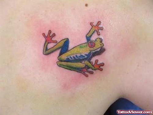 Frog Tattoo Design On Back Shoulder