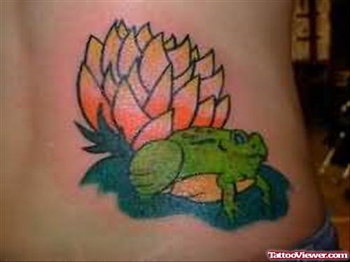 Lotus And Frog Tattoo