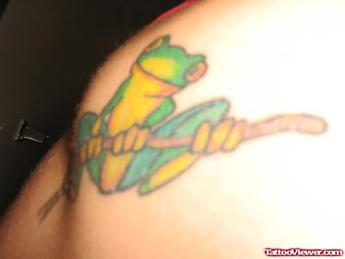Yellow And Green Frog Tattoo