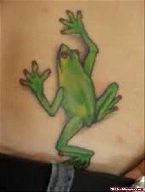 Green Frog tattoo On Lower Body