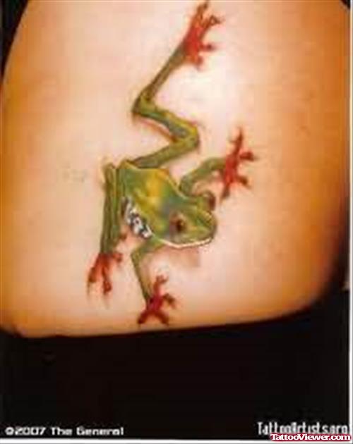 Frog Tattoo On Side Rib