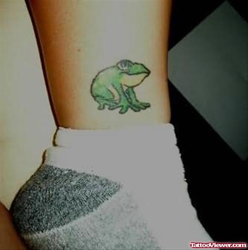 A Small Frog Tattoo On Ankle