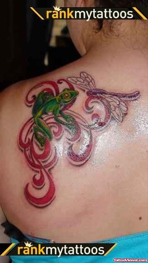 Frog Tribal with Dragonfly - Frog Tattoo