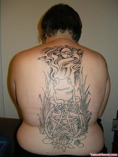 Big Frog Tattoo On Back Body