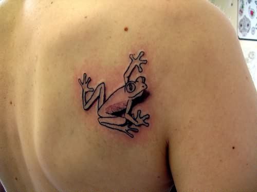 Frog Tattoo On Back Shoulder