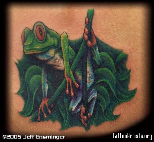Green Frog Tattoo For Women