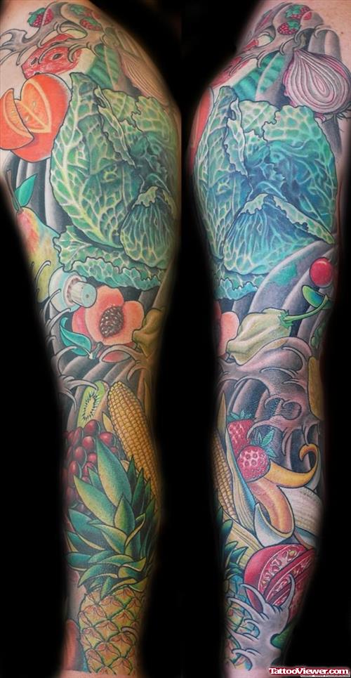 Fruits And Veggies Tattoos On Arm