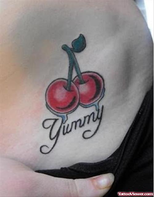 Yummy Cherry Tattoo On Waist