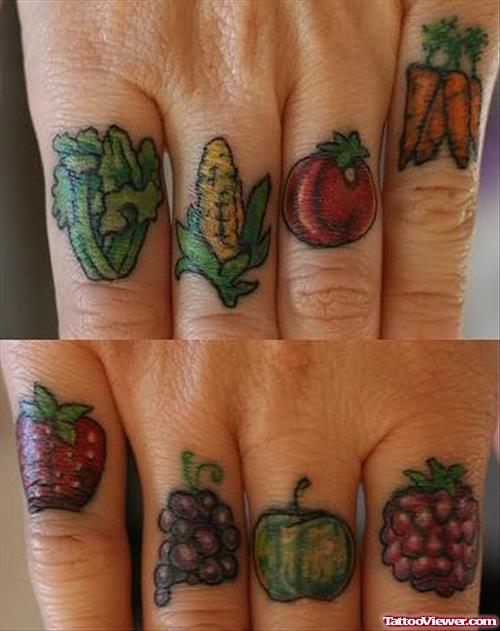 Fruit Knuckle Tattoos