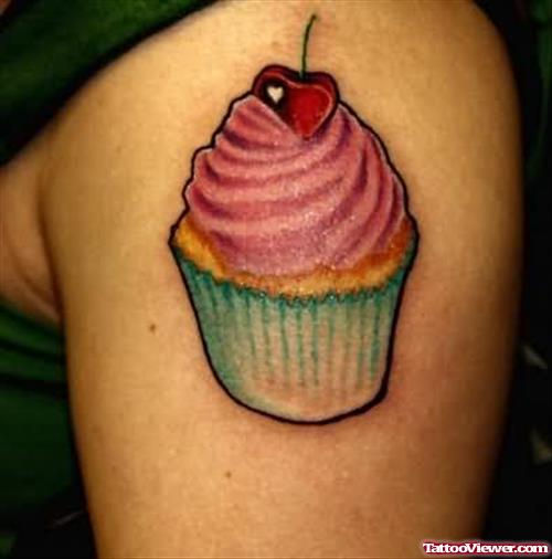 Fruit Cake Tattoo On Shoulder