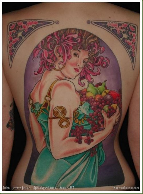 Mucha Fruit Backpiece Tattoo