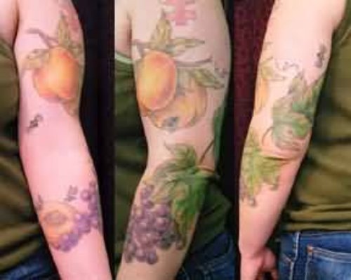 Peaches And Grapes Tattoos On Arm