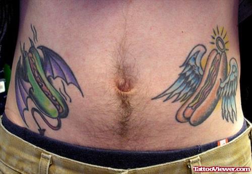 Funny Hot Dog Tattoos On Hips