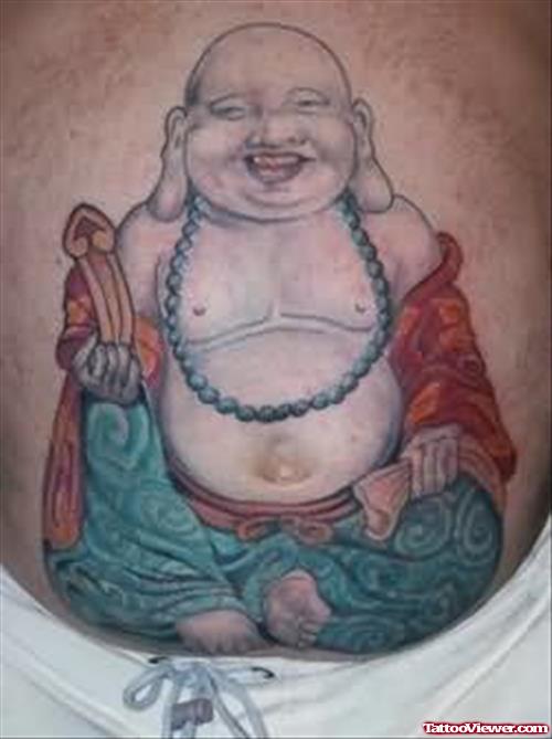 Laughing Buddha Tattoo On Belly
