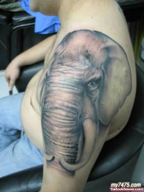 Funny Elephant Tattoo On Shoulder