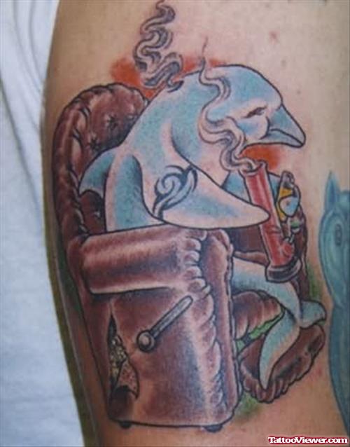 Smoking Dolphin - Funny Tattoo