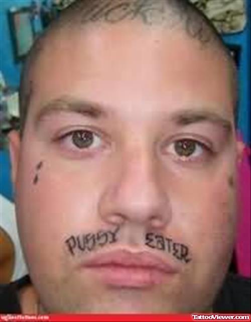 Crazy Funny Tattoo On Mustache
