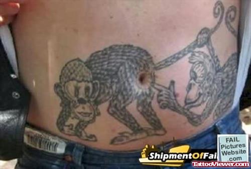 Funny Monkey Tattoos Belly