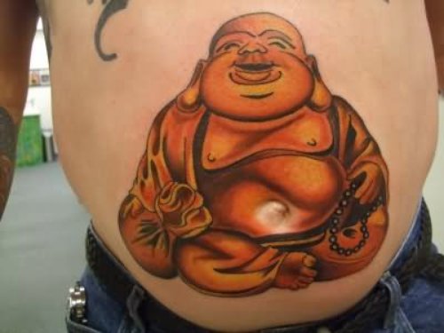 3D Funny Budha Tattoos On Belly