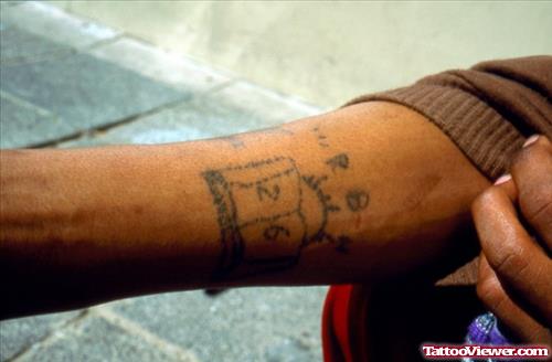 Attractive Gambling Tattoo On Right Arm