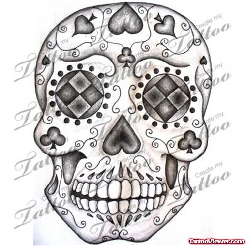 Sugar skull Gambling Tattoo Design