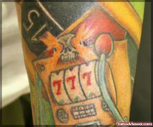 Awesome Color Ink Gambling Tattoo