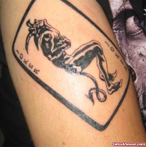 Grey Ink Joker Gambling Tattoo
