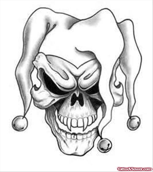 Gambling Joker Head Tattoo Design