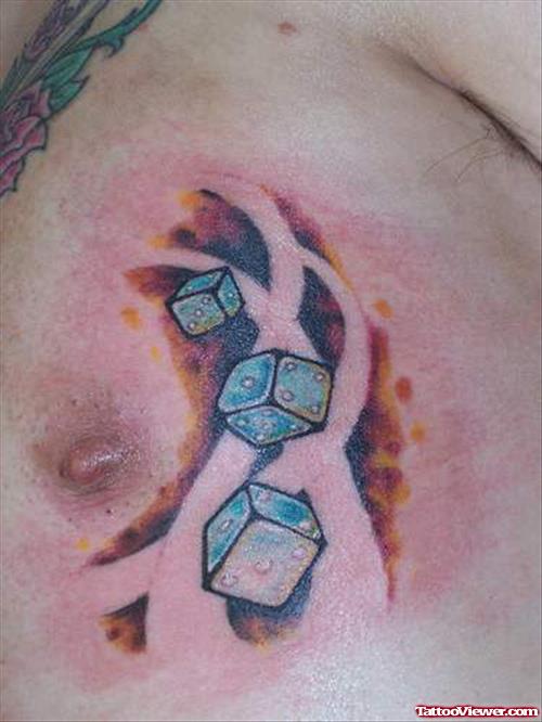 Gambling Dice Tattoos On Chest