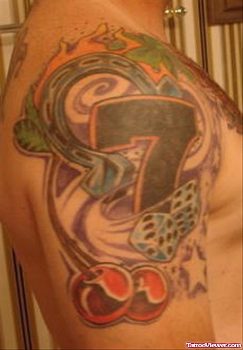Awesome Gambling Tattoo On Man Right Shoulder
