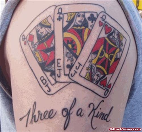 colored Cards Gambling Tattoo On Shoulder